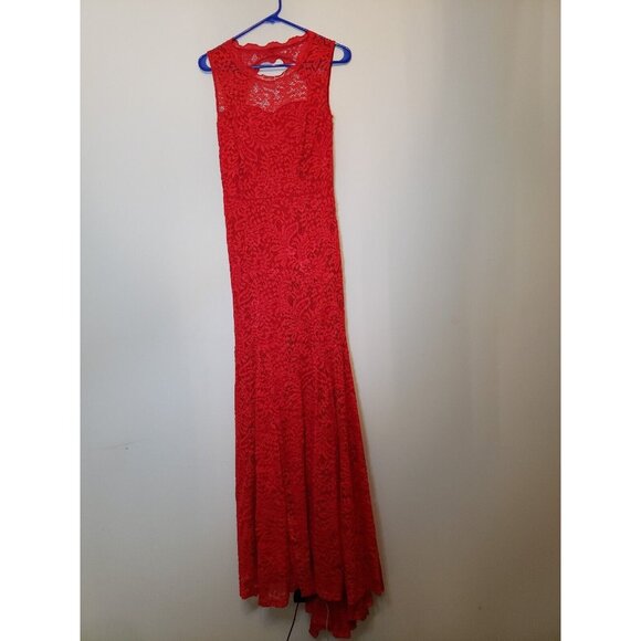 Miusol Dresses & Skirts - Miusol Womens Sz S Formal Dress Sleeveless Red Floral Lace Maxi Open Back NWT